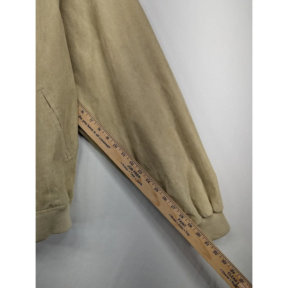 Winner Mate Tan Faux Suede Bomber Jacket Mens XL‎ Water Resistant Full Zip Beige